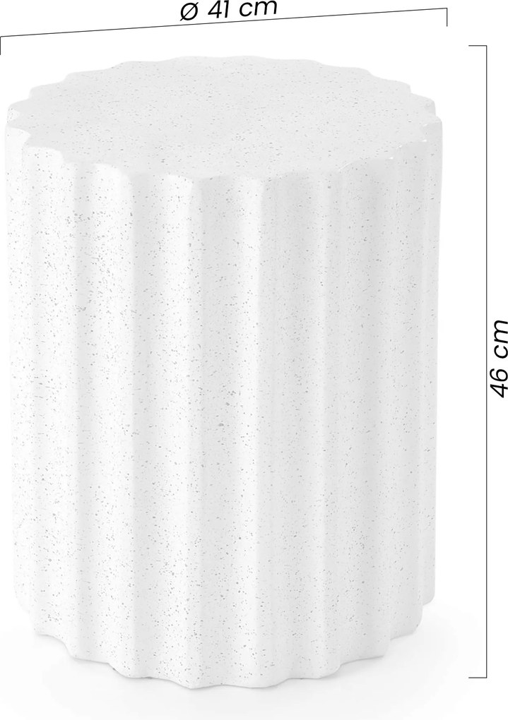 Măsuță de cafea rotundă Tiaris 41 cm - terrazzo alb