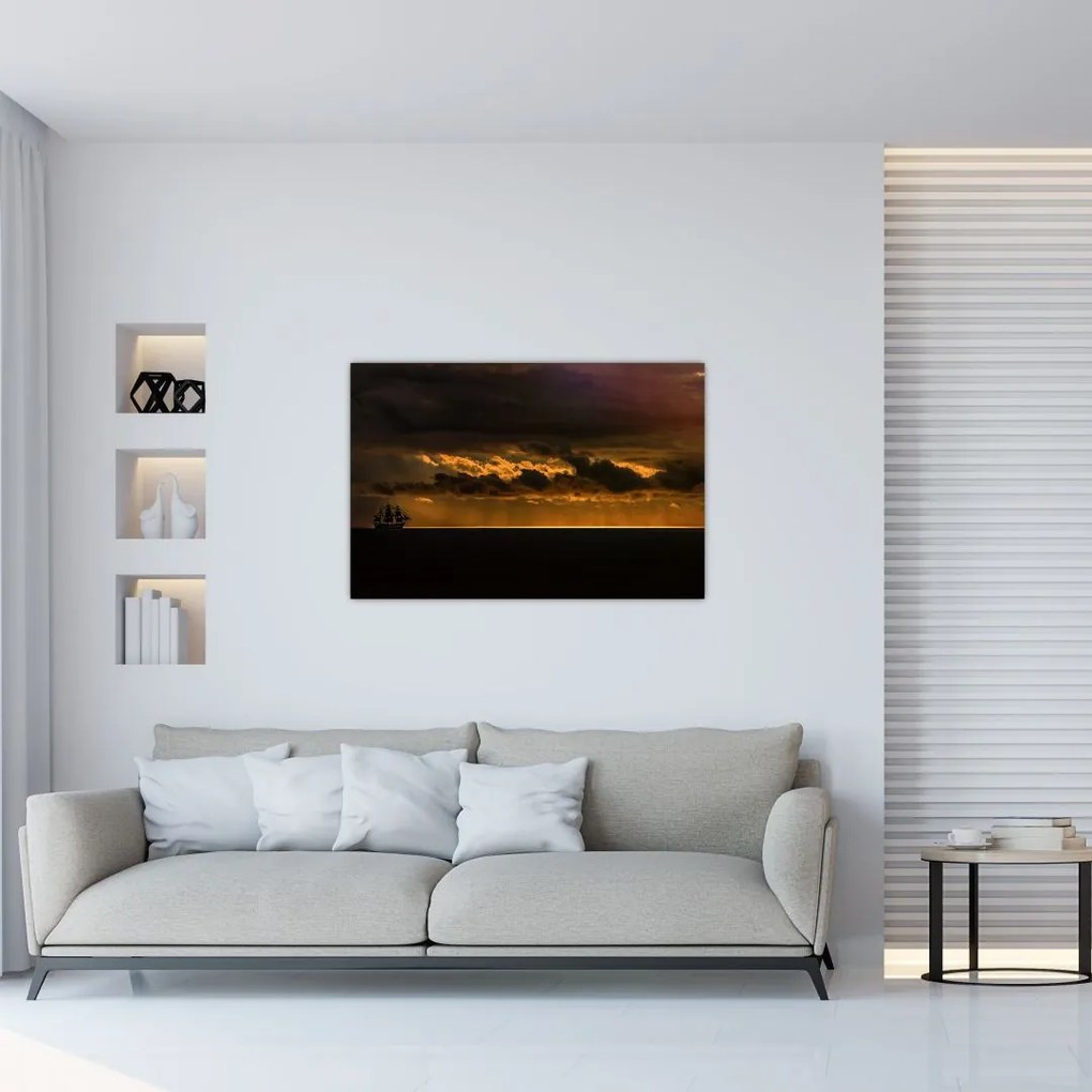 Tablou unei vele în apus de soare (90x60 cm)