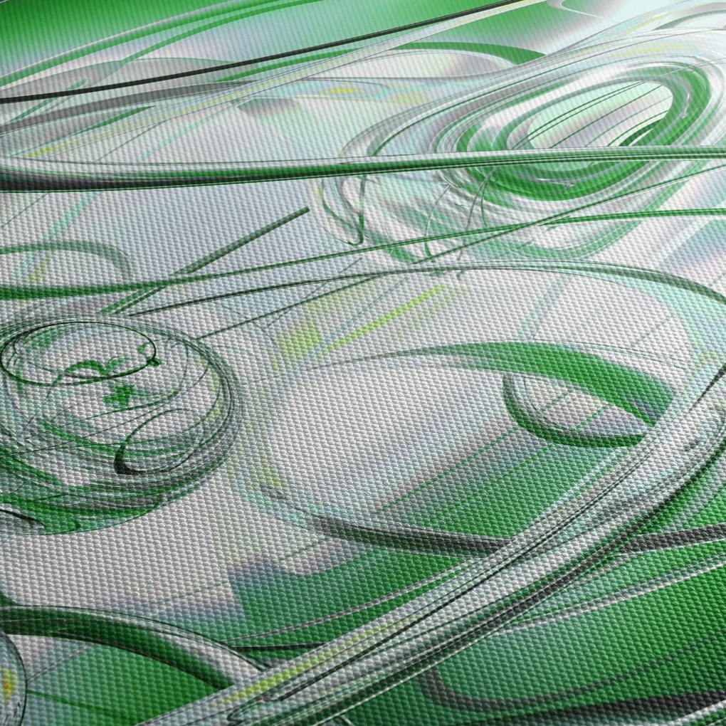 Tabloul abstract verde (cu ceas) (90x30 cm)