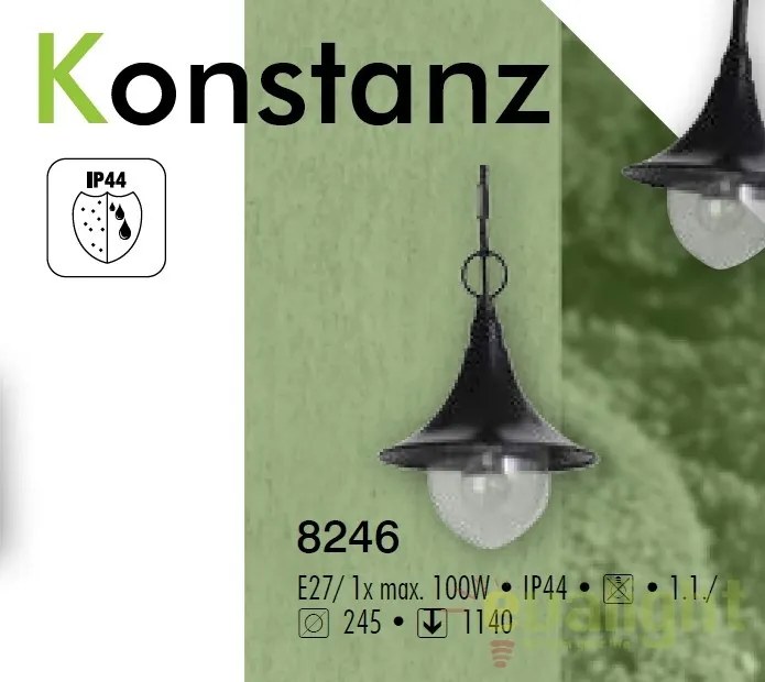 Pendul de exterior clasic, IP44, Konstanz 8246 RX