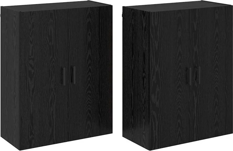 vidaXL Dulap montat pe perete 2 pcs Stejar Negru 69,5 x 34 x 90 cm