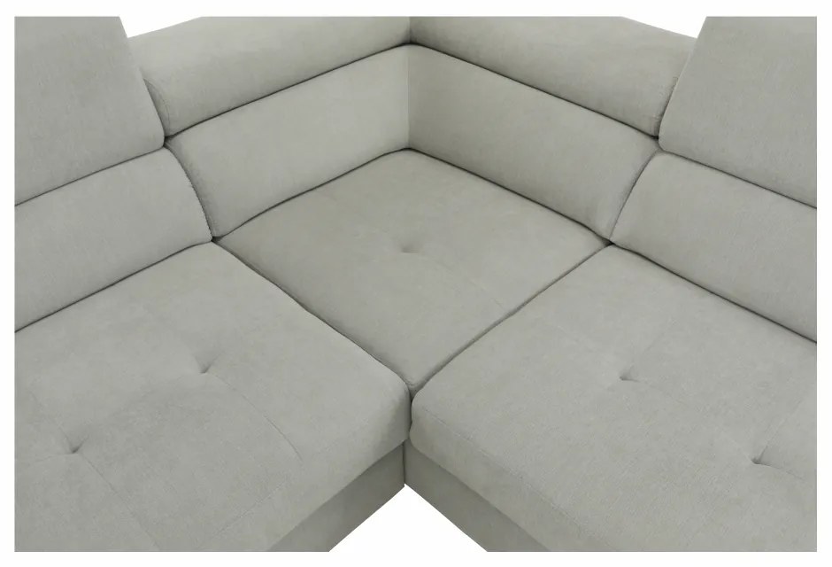Colţar, material textil gri deschis, model dreapta, BUTON P