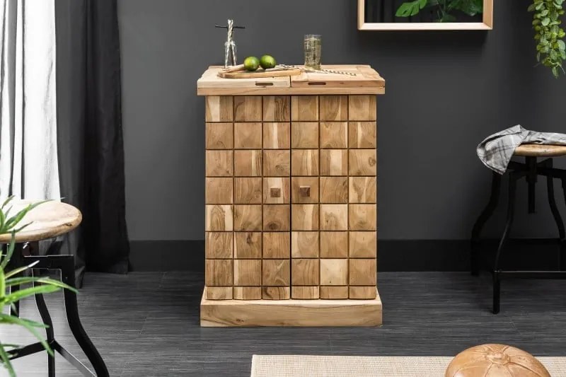 Bar din lemn masiv de salcam lacuit Mosaico, 130 cm