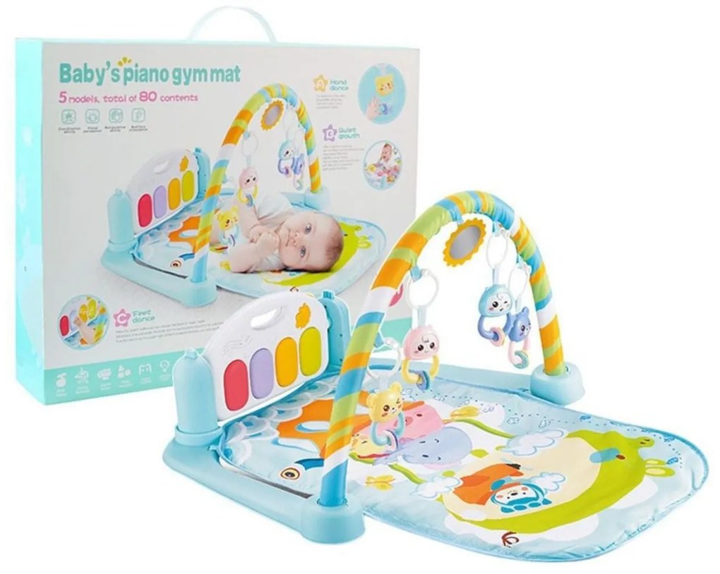 Centru de Activitati Bebelusi NOVOKIDS™ Baby Piano Gym Mat , saltea activitati copii, cu telecomanda, melodii si proiectie tavan, jucarie muzicala