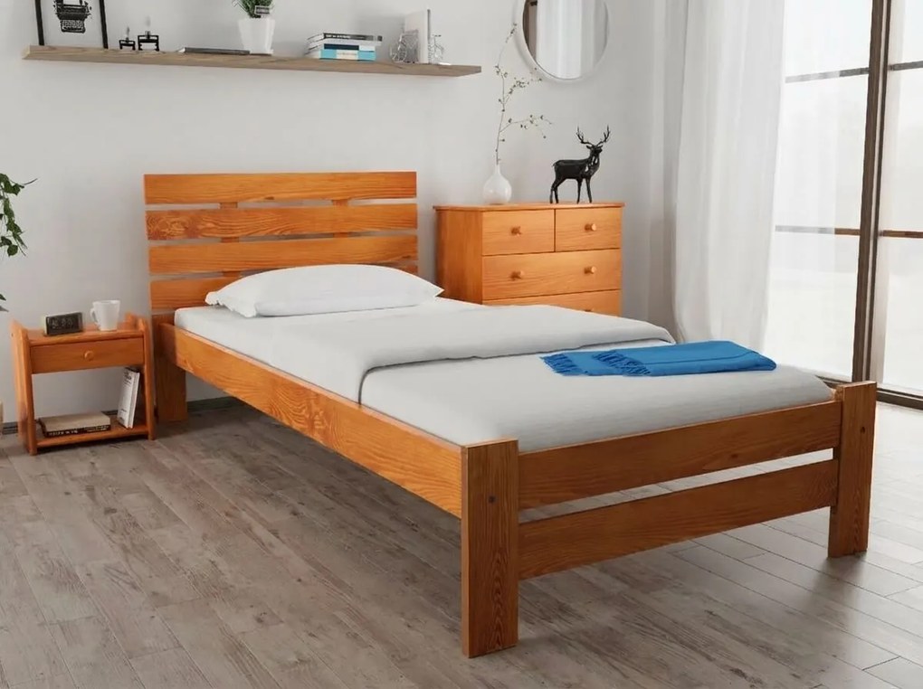 Pat de o persoana inalt Paris, arin 90x200 cm Saltele: Cu saltele Sommera 18 cm, Somiera pat: Cu lamele drepte