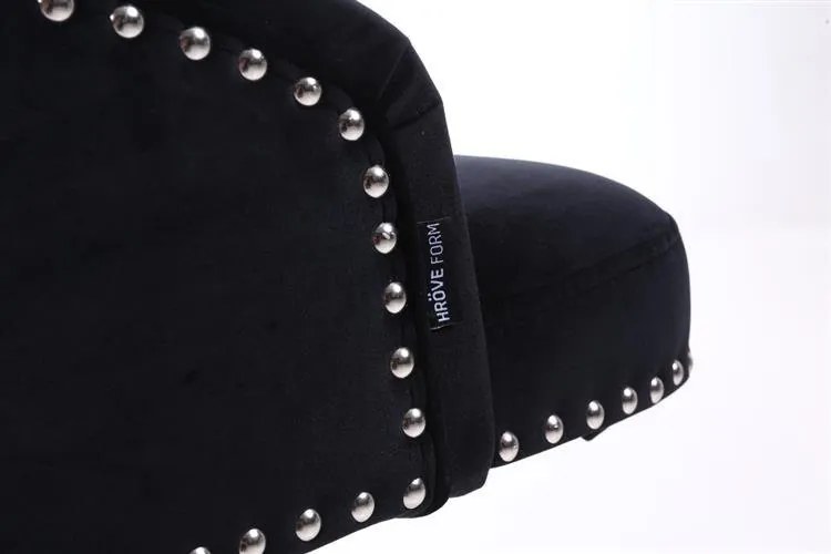 HR654CN Scaun Catifea Negru cu Bază Aurie