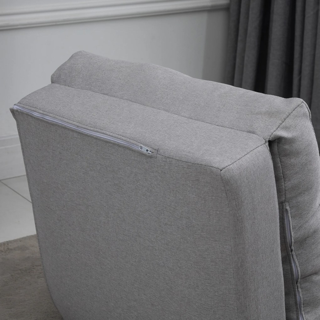 HOMCOM Fotoliu Pat 3 în 1 Convertibilă în Șezlong și Divan de Pe Podea cu 2 Perni, Gri Deschis | Aosom Romania