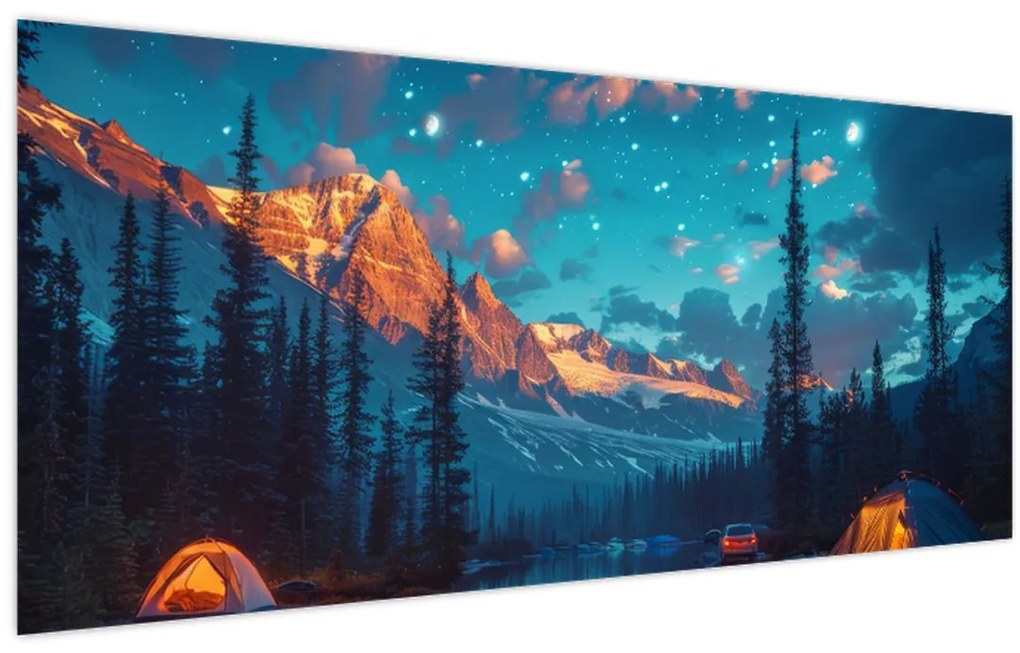 Tablou - Camping în munți (120x50 cm)
