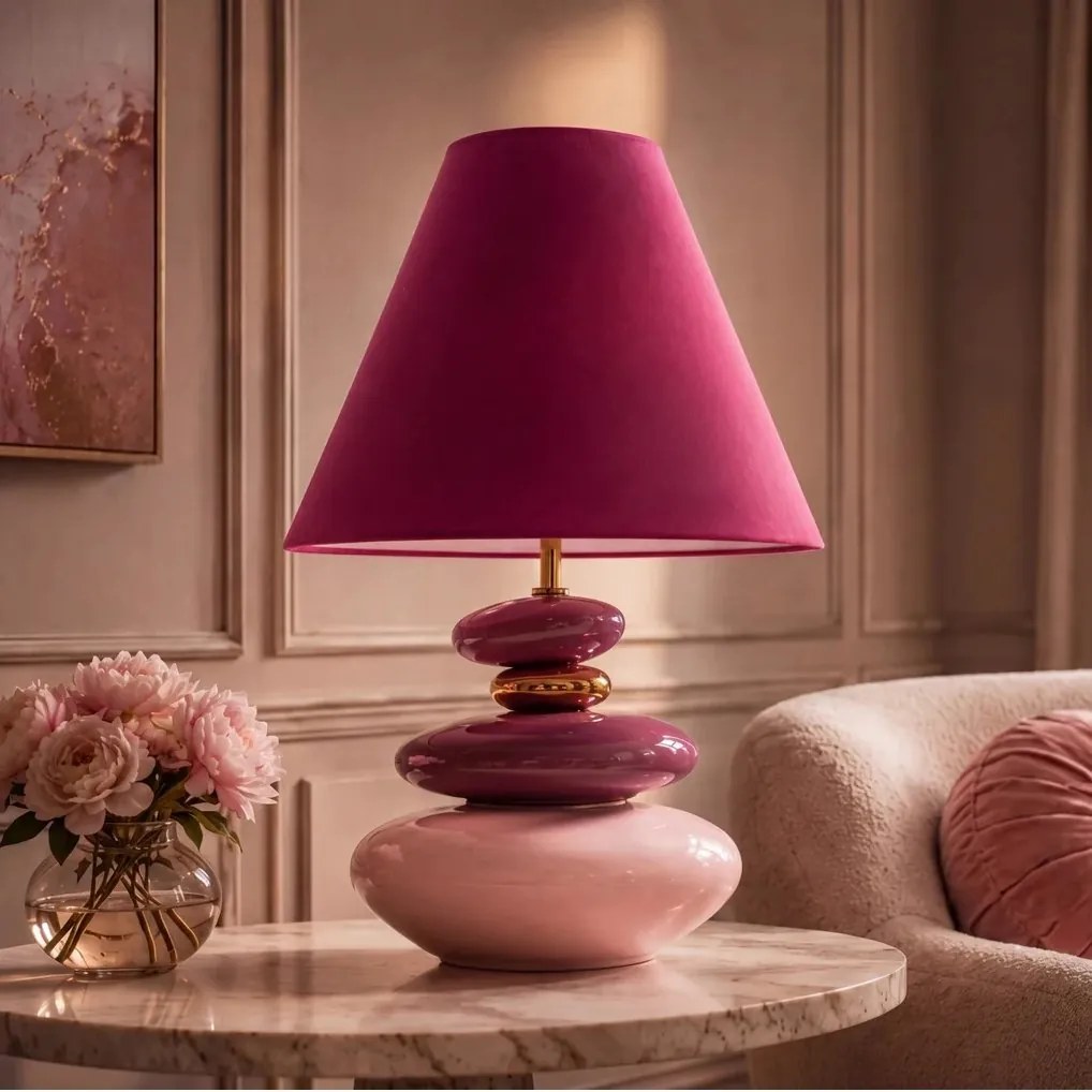 Lampa de masa decorativa STONES OF ECSTASY 60cm roz auriu