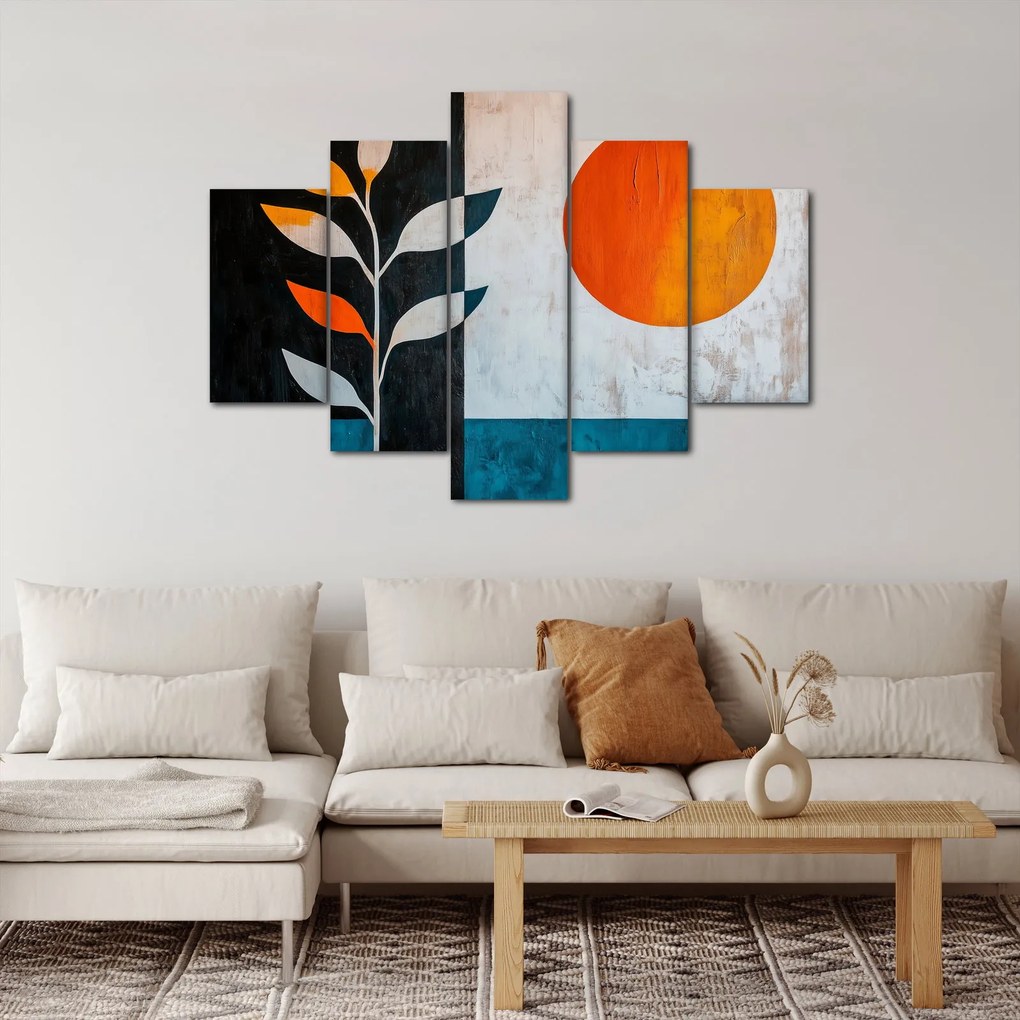 Tablou - Abstracție cu plantă și soare (150x105 cm)