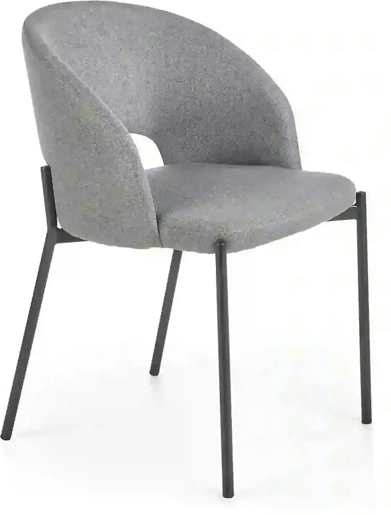 Scaun tapitat stofa clasica K373, gri/negru, 51x57x77 cm