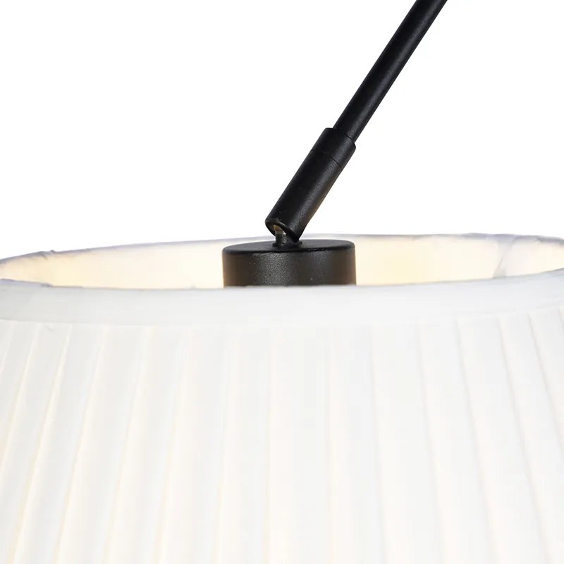 Lampă suspendată neagră cu abajururi plisate crem 35 cm cu 2 lumini - Blitz