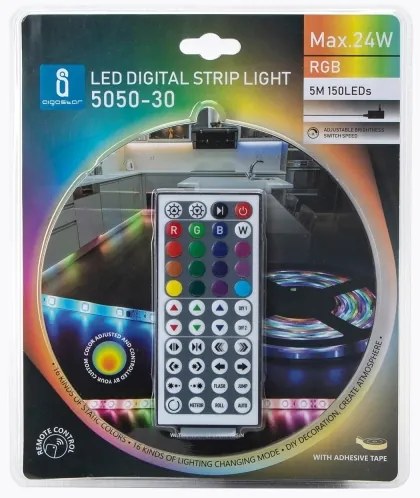Bandă LED RGB dimabilă de exterior Aigostar 5m LED/24W/12/230V IP65 + telecomandă