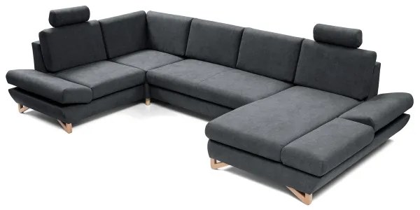 Colțar extensibil tapițat AVESTA, tip U, cu spațiu de depozitare, antracit