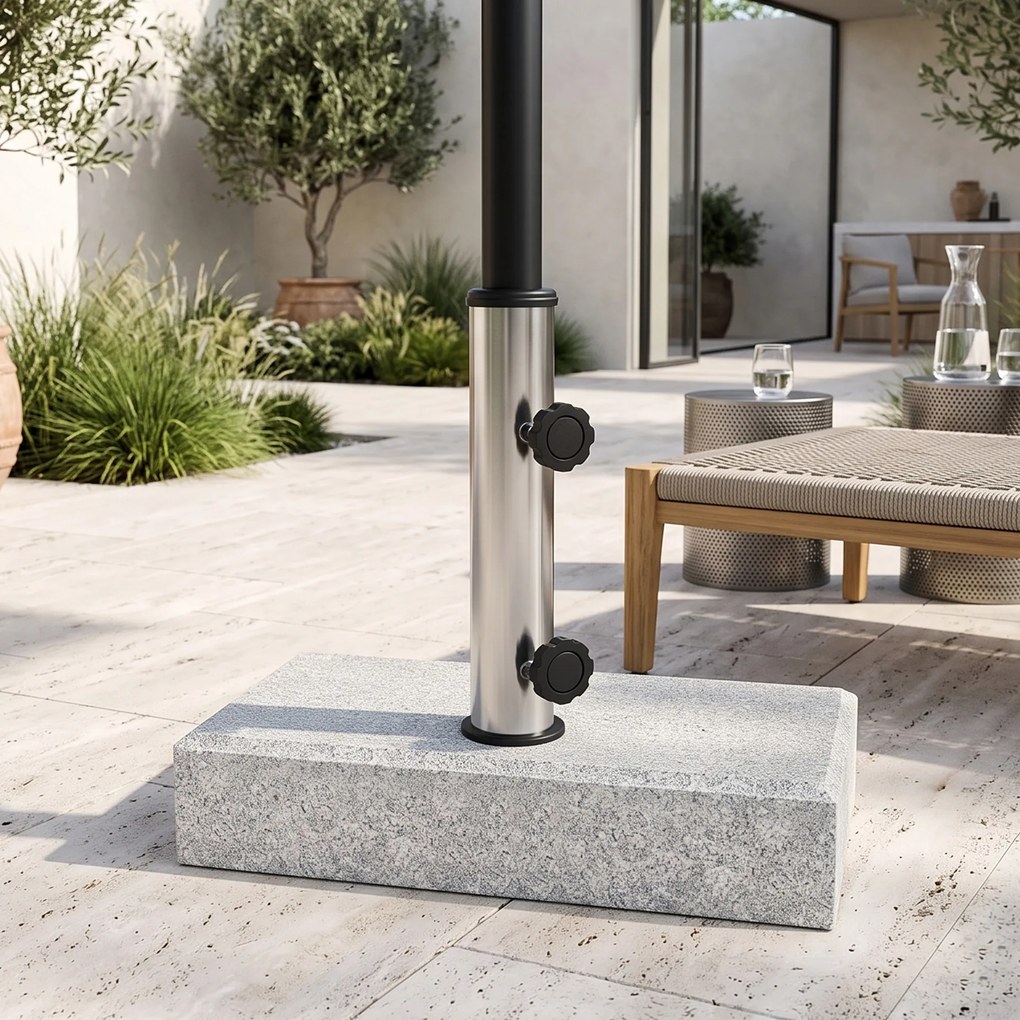 Outsunny Baza Umbrelă Gradină 25kg Granit Oțel Inoxidabil pentru Stâlpi Ø32-48mm | Aosom Romania