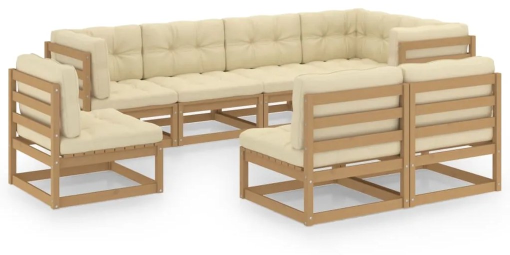 3076677 vidaXL Set mobilier de grădină cu perne, 8 piese, lemn masiv pin