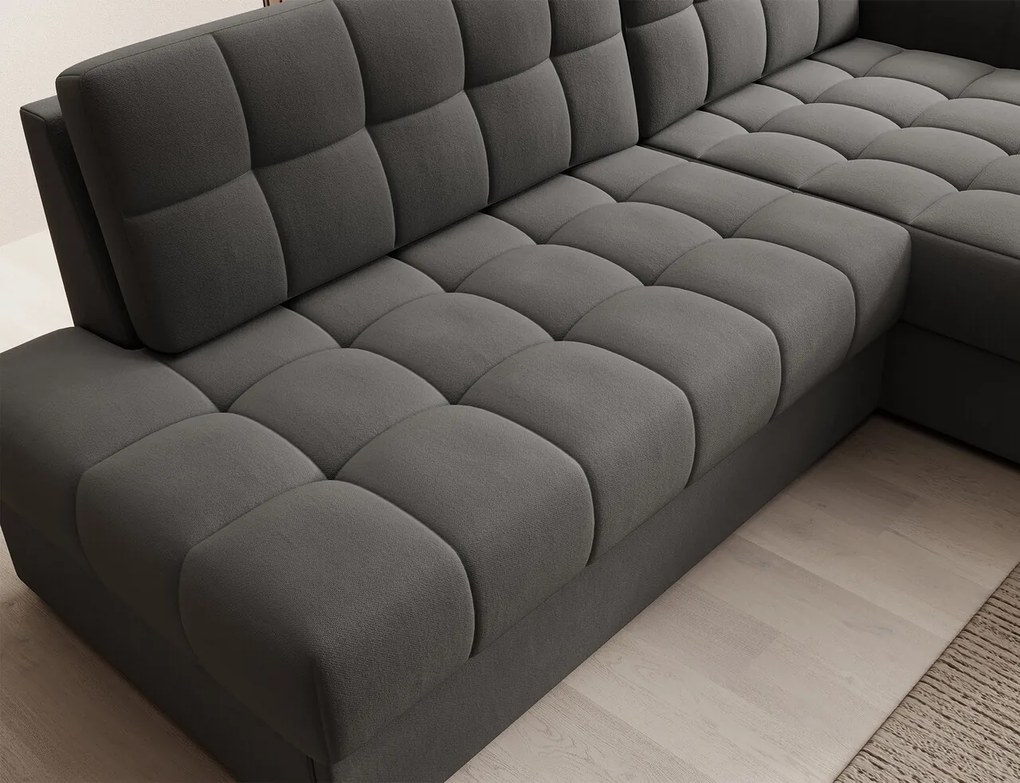 Coltar extensibil dreapta 3 locuri ELTAP, RT-06SO, Blezalt, 240x150x82 cm, lemn/poliester, gri inchis