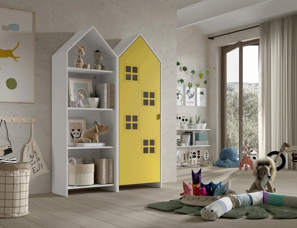Set 2 dulapuri pentru copii Casami Bruges tip căsuță de plajă – Galben Strălucitor și deschis – Vipack
