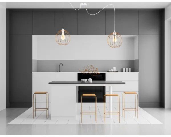 Lustră pe cablu MATT 2xE27/60W/230V albă/cupru