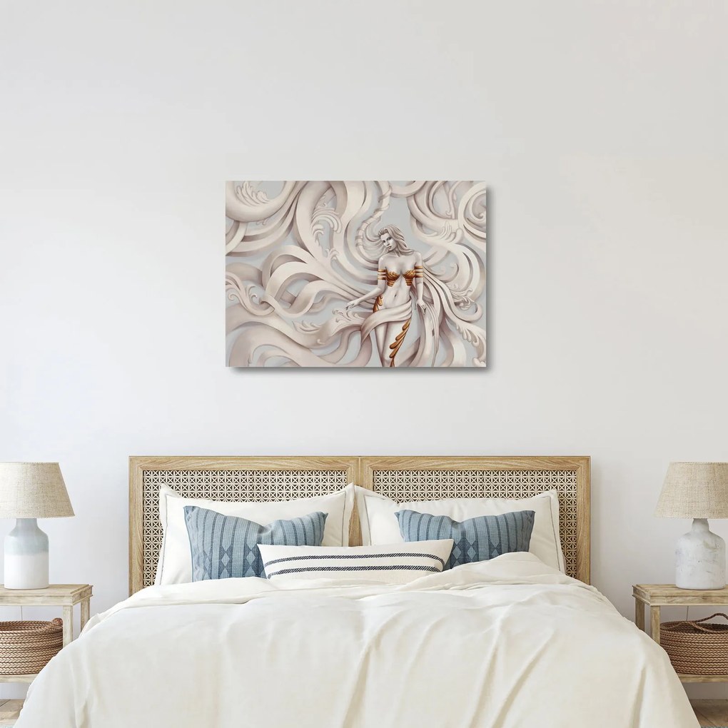Tablou pe sticlă - Zeița motiv floral (70x50 cm)