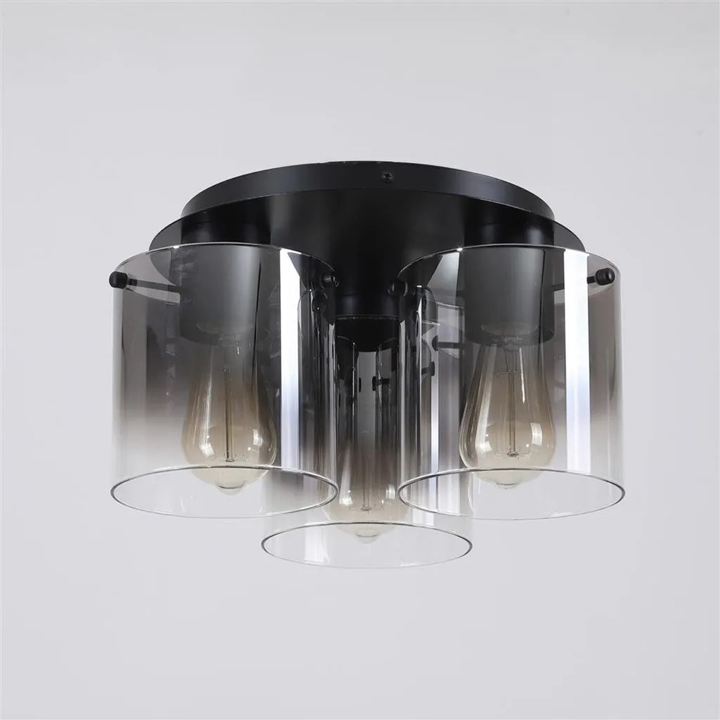 Plafoniera moderna Sweden 3L negru, fumuriu