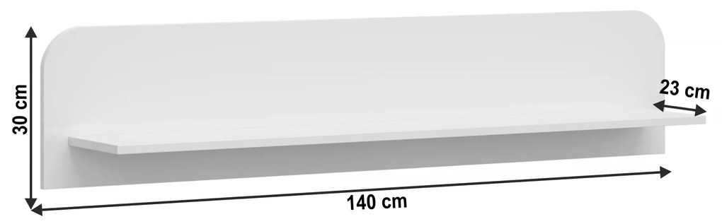 Poliţă 140, alb, JOLK