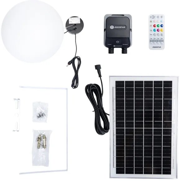 Lustră LED RGBW solară Aigostar MESH 35W/3,7V 8000 mAh 2700K-6500K IP65 d. 50 cm