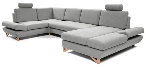 Colțar extensibil AVESTA în formă de U, tapițat, cu spațiu de depozitare, gri