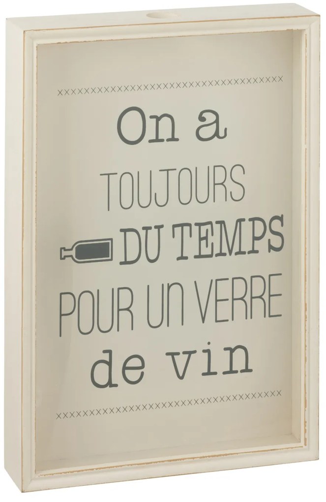 Decoratiune perete, Lemn, Alb, 50x35x8