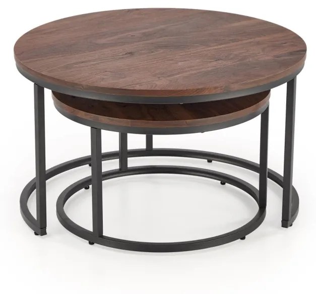 Set 2 mese de cafea Java nuc/negru