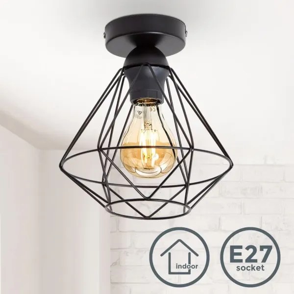 Plafonieră neagră pentru tavan 1xE27/40W/230V
