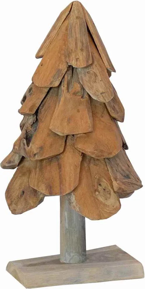 vidaXL Brad de Crăciun cu suport Maro 61 cm Lemn masiv de tec