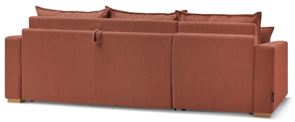 Colțar cărămiziu extensibil cu tapițerie din catifea reiată (cu colț variabil) Augustin – Bobochic Paris