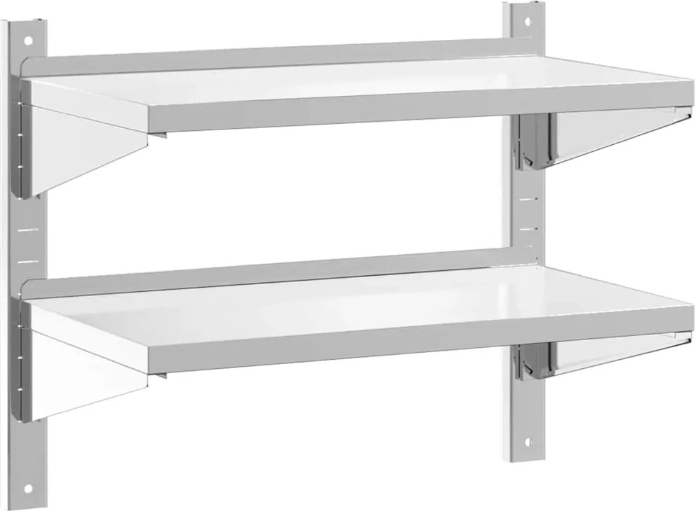 vidaXL Raft de perete 2 niveluri 75x40x60 cm argintiu oțel inoxidabil