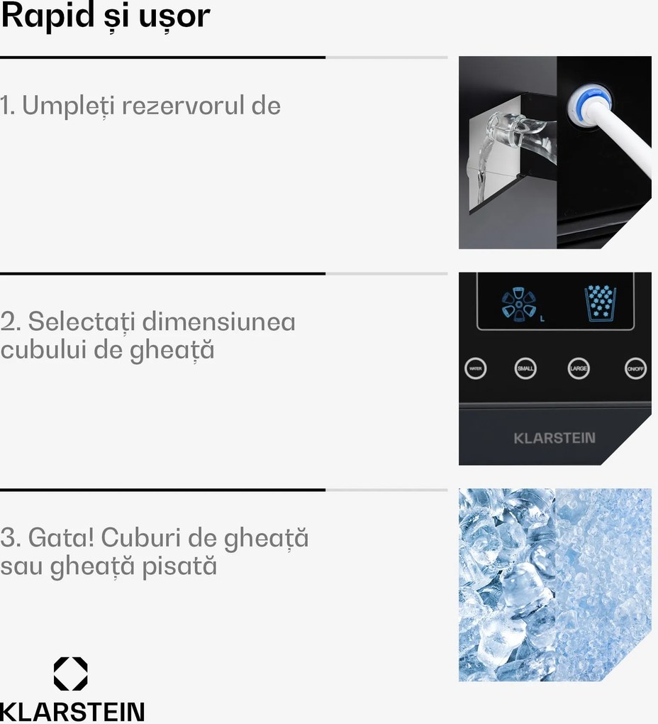 Klarstein IceAge Crush, aparat de făcut gheață, 2 mărimi, gheață zdrobită