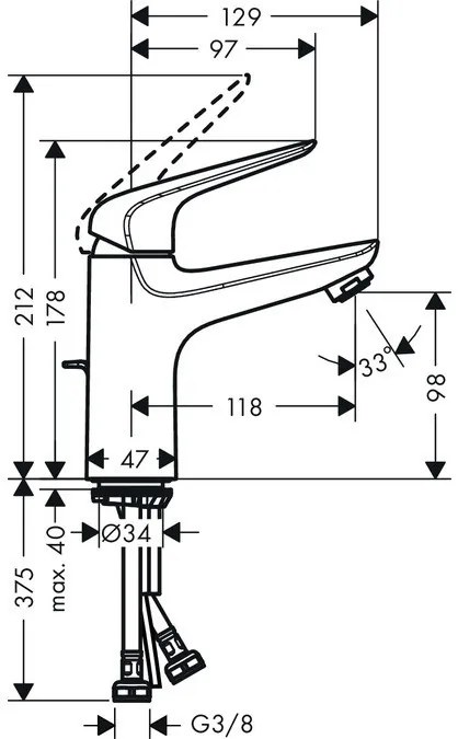 Baterie lavoar cu monocomanda, culoare crom lucios, Hansgrohe Novus 100