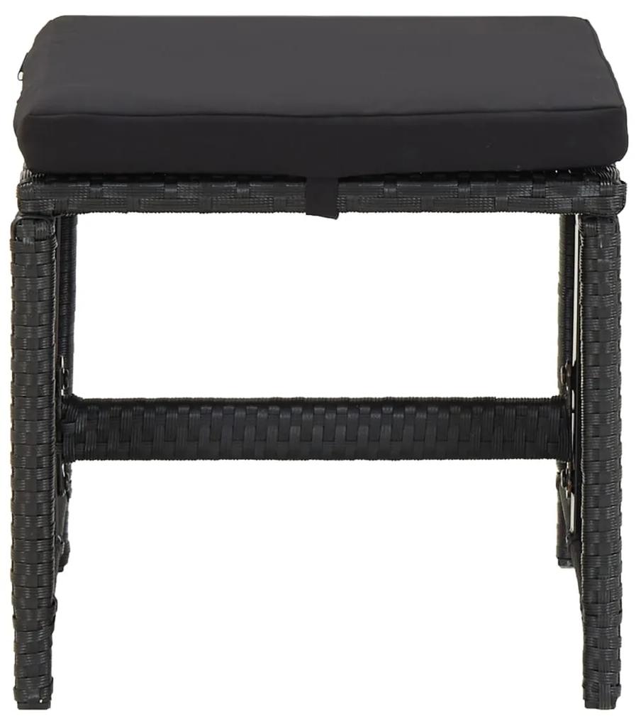 Set mobilier de gradina cu perne, 9 piese, negru, poliratan Maro si negru, Lungime masa 109 cm, 4x fotoliu + 4x suport pentru picioare + masa, 1