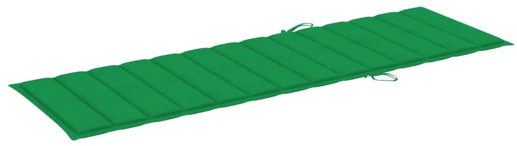 Sezlong de gradina cu perna, lemn masiv de acacia 1, Verde, 200 x 63 x 85 cm