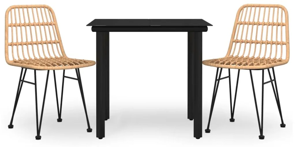 3157887 vidaXL Set mobilier de grădină, 3 piese, poliratan