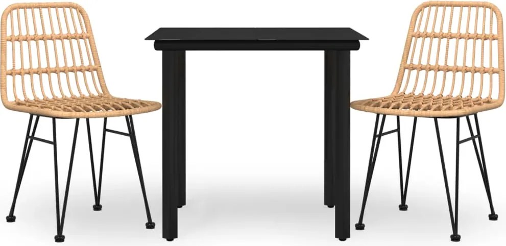vidaXL Set mobilier de grădină, 3 piese, poliratan