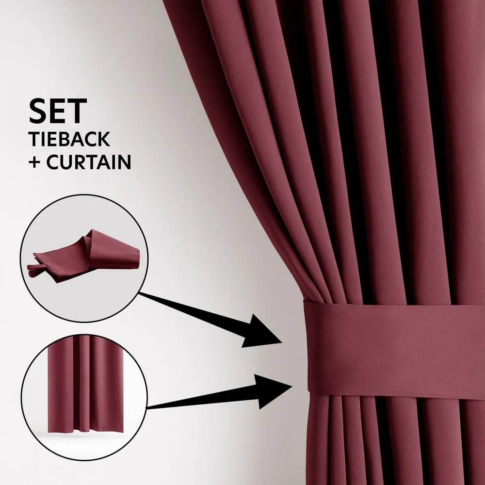 Draperie burgundy termoizolantă/dimout (semi-opacă) 140x245 cm Kierra – Restilo
