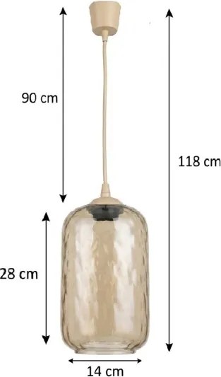 Brilagi - Lustră LED suspendată pe cablu R GLASS 1xE27/60W/230V Ø 14 cm bej/maro fumuriu