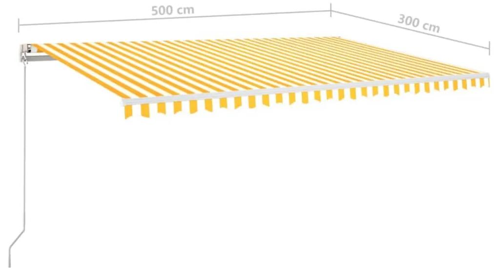 Copertina retractabila automat, galben si alb, 500x300 cm Galben si alb, 500 x 300 cm
