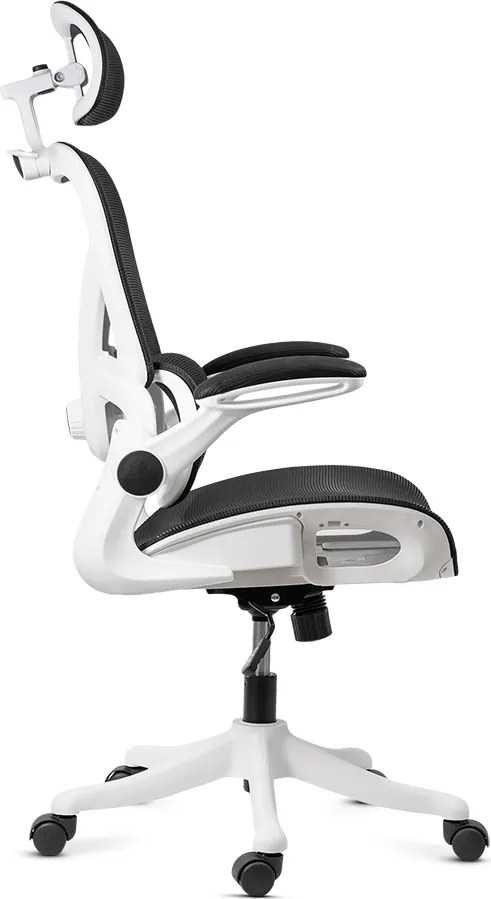 Scaun de birou ergonomic din mesh cu suport lombar și brațe rabatabile OFF 440 alb