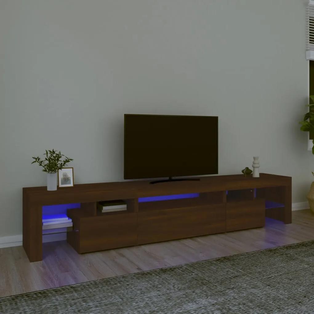 Comoda TV cu lumini LED, stejar maro, 215x36,5x40 cm 1, Stejar brun, 215 x 36.5 x 40 cm