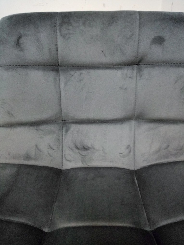 OFERTA Scaun de bar gri MILA VELVET cu picioare negre II. calitate