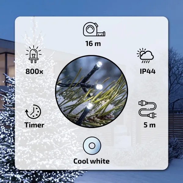 BRILAGI - LED instalație luminoasă de exterior pentru Crăciun, 800 LED, 21 m, IP44, alb rece