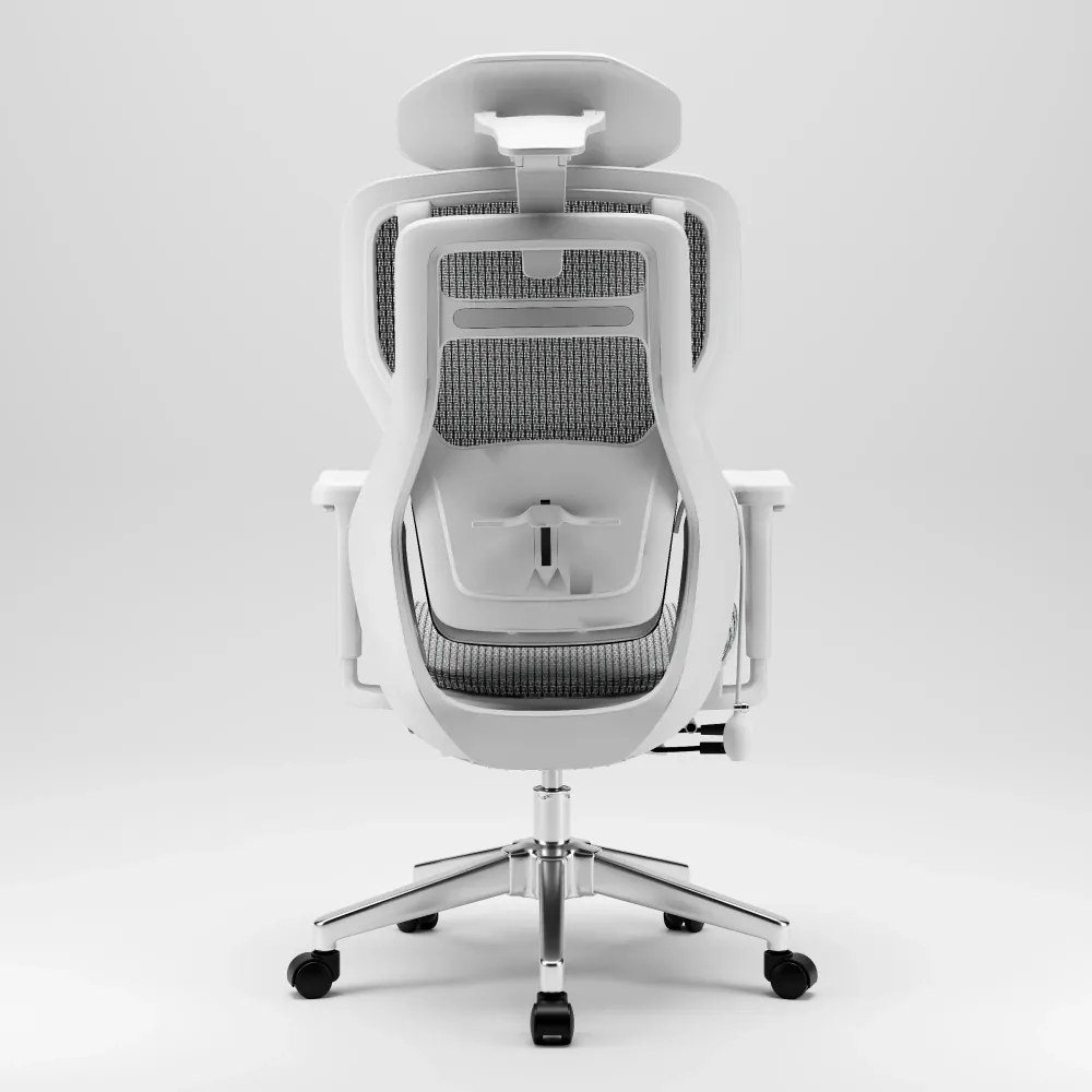 MONZA E16 Executive – Scaun Ergonomic Premium, Reglaje Avansate, Suport Lombar Reglabil pe Înălțime, Tetieră Reglabilă, Cotiere 3D, Șezut Extensibil, Reclinare 135°, Suport pentru Picioare și Bază Metalică, Mesh, Gri