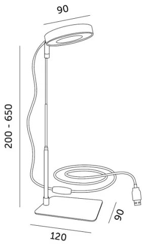 Lampă de birou LED VERDI pentru cultivarea plantelor, cu intensitate reglabilă, 5W/5V, 1300K, albă