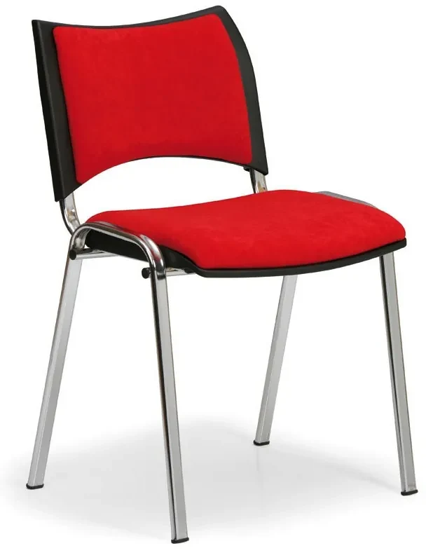 Scaun de conferinta SMART - picioare cromate, rosu